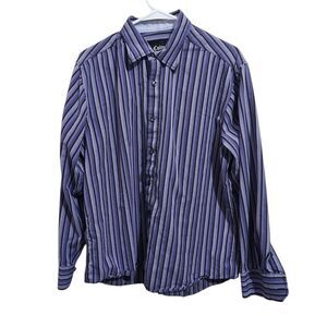 Cultura Purple/Black Stripe Long Sleeve Men's Size Large